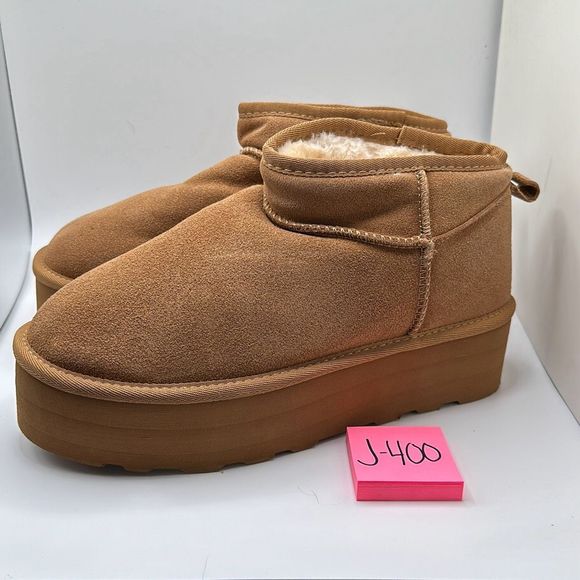 CUSHIONAIRE Women's Genuine Suede pull on platform boot +Memory Foam 9 CHESTNUT - Picture 3 of 7